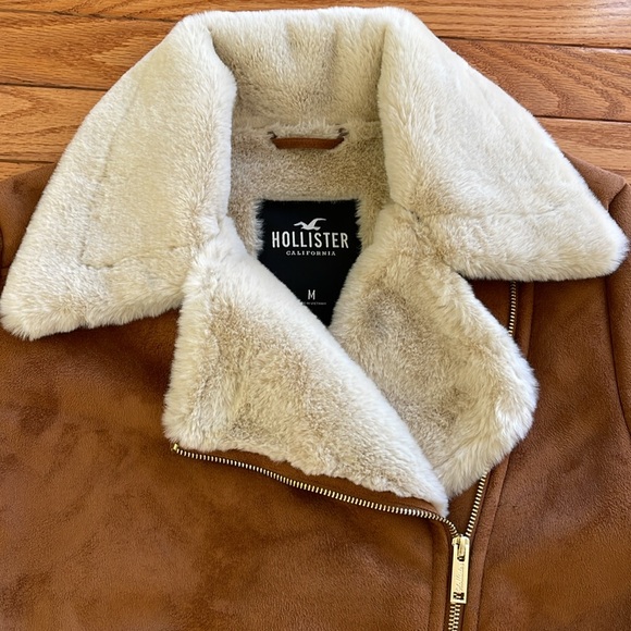 Hollister Faux Suede Biker Jacket Size Medium - Picture 2 of 5